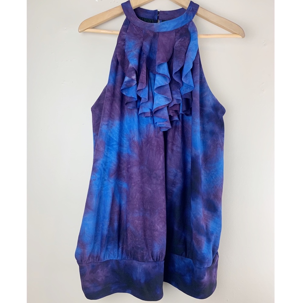 Lane Bryant Tie Dye Ruffle Front Halter Top